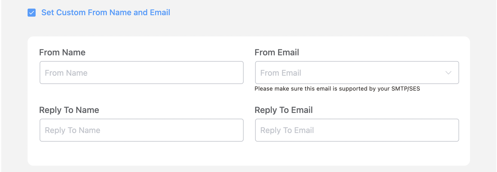 Custom sender config